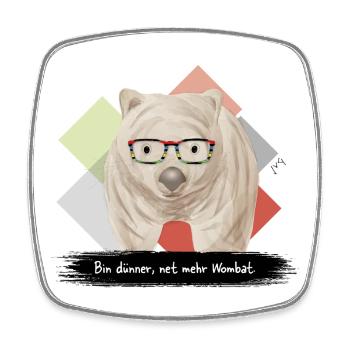 JvG Wombat "Bin dünner, net mehr Wombat." - Viereckiger Kühlschrankmagnet - Weiß - Vorne