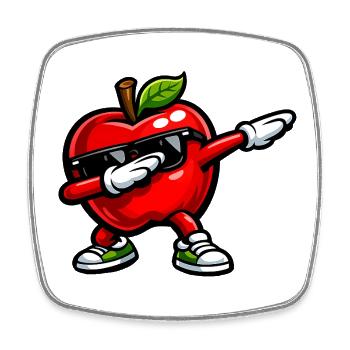 Dabbing Roter Apfel - Viereckiger Kühlschrankmagnet - Weiß - Vorne