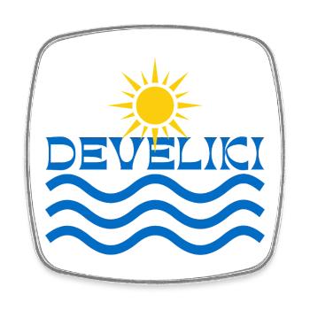 Develiki Sonnenaufgangswellen-Emblem - Viereckiger Kühlschrankmagnet - Weiß - Vorne