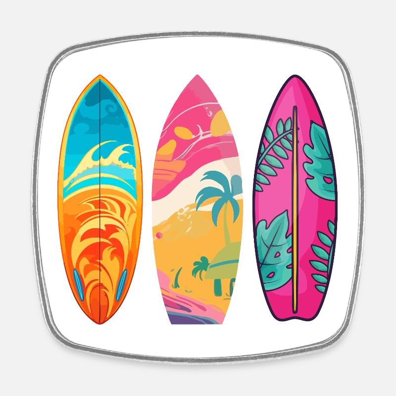 Surf Tropic Colorful Triptych - Square fridge magnet - white