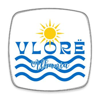 VLORË Albanien Sonnenwellen - Viereckiger Kühlschrankmagnet - Weiß - Vorne