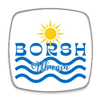 Borsh Albania Beach Wave Logo - Viereckiger Kühlschrankmagnet - Weiß - Vorne