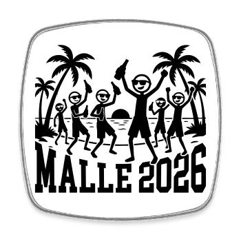 Malle 2026 Urlaub - Viereckiger Kühlschrankmagnet - Weiß - Vorne