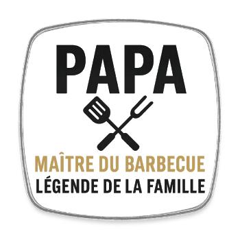 Papa Maître BBQ Légende Famille - Magnet carré - blanc - Devant