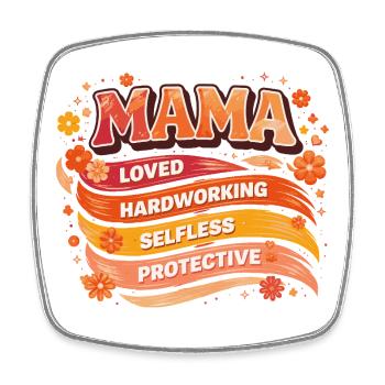 MAMA Retro Qualitäten Wellen & Blumen | Geschenk - Viereckiger Kühlschrankmagnet - Weiß - Vorne