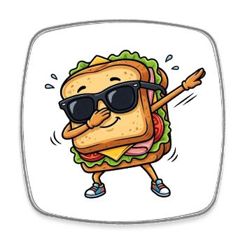 Dabbing Sandwich - Viereckiger Kühlschrankmagnet - Weiß - Vorne