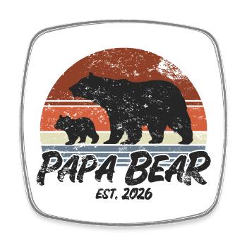 Papa Bear - Father 2026 Father's Day Gift - Square fridge magnet - white - Front