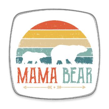 Mama Bear Sunset Family Silhouette - Square fridge magnet - white - Front