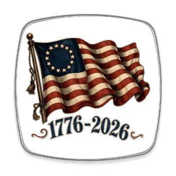 Jubilee flag 1776–2026 - Square fridge magnet - white - Front