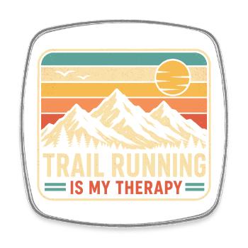 Trailrunning ist meine Therapie - Viereckiger Kühlschrankmagnet - Weiß - Vorne