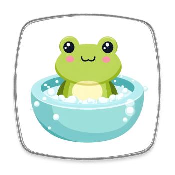 Frog in a bubble bath - Square fridge magnet - white - Front
