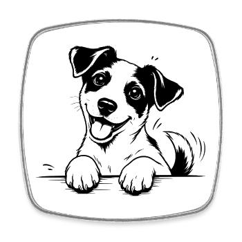 Jack Russell Terrier Pfoten schwarz - Viereckiger Kühlschrankmagnet - Weiß - Vorne