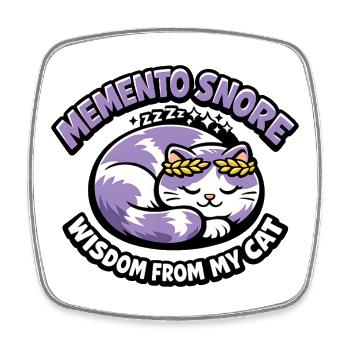 Chat Ronflement Souvenir Laurier Violet - Magnet carré - blanc - Devant