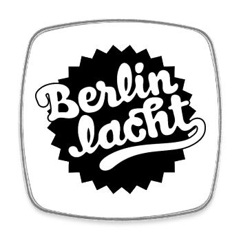 Berlin lacht - Internationale Straßentheater Festi - Viereckiger Kühlschrankmagnet - Weiß - Vorne