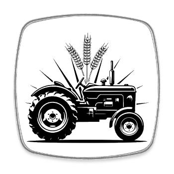 Champ de récolte de blé pour l’agriculture par tracteur - Magnet carré - blanc - Devant