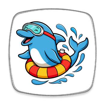 Divertissements de baignade de dauphins - Magnet carré - blanc - Devant
