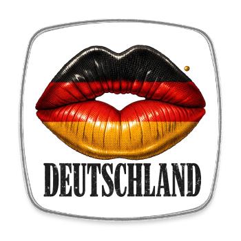 Lippen mit Deutschland-Flagge - Viereckiger Kühlschrankmagnet - Weiß - Vorne