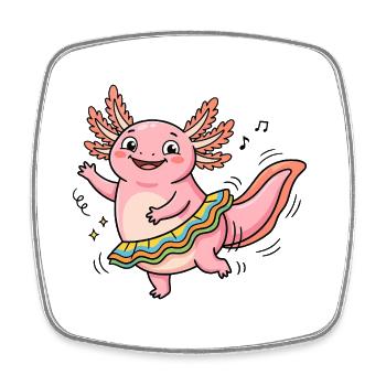 Dancing Queen Axolotl - Viereckiger Kühlschrankmagnet - Weiß - Vorne