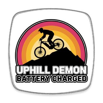 Uphill Demon Battery Charged - Square fridge magnet - white - Front