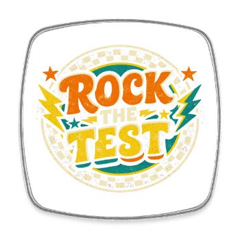 Rock The Test Motivationsschule | Gift Review Pro - Viereckiger Kühlschrankmagnet - Weiß - Vorne