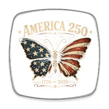 America 250 Vintage Schmetterling | Nationalfeiertag der USA - Viereckiger Kühlschrankmagnet - Weiß - Vorne