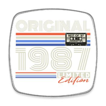 Cadeau d’anniversaire rétro vintage original de 1987 - Magnet carré - blanc - Devant