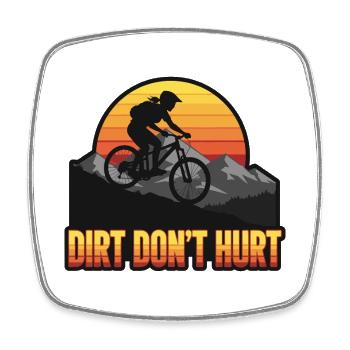 Dirt Don't Hurt Retro Mountain Biker Sunset - Square fridge magnet - white - Front