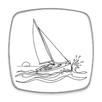 Segeln Dynamisches Minimalistisches Segelboot - Viereckiger Kühlschrankmagnet - Weiß - Vorne