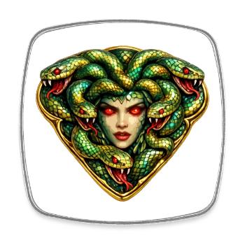 Tête de serpent de Méduse - Magnet carré - blanc - Devant