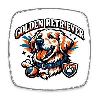 Golden Retriever Teamlogo Ball Knochen - Viereckiger Kühlschrankmagnet - Weiß - Vorne
