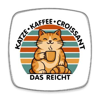 Katze Kaffee Croissant - Viereckiger Kühlschrankmagnet - Weiß - Vorne