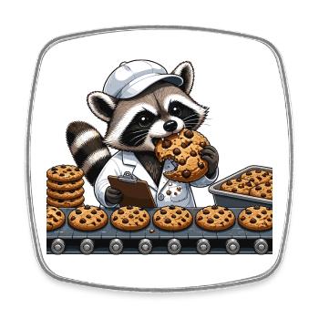 Raccoon Chef Cookies - Square fridge magnet - white - Front