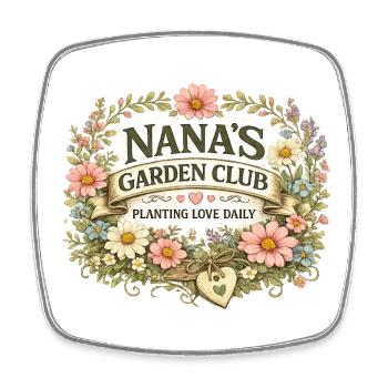 Nana Gartenclub Blütenkranz Geschenke Garten Oma - Viereckiger Kühlschrankmagnet - Weiß - Vorne