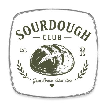 Sourdough Club - Sauerteigbrot - Viereckiger Kühlschrankmagnet - Weiß - Vorne