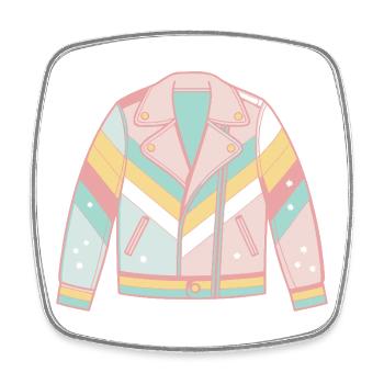 Diagonal pastel bow jacket - Square fridge magnet - white - Front