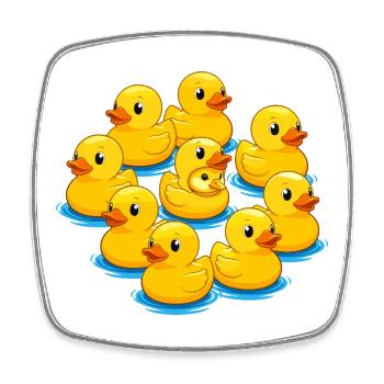 Rudel Gummienten am Wasser - Viereckiger Kühlschrankmagnet - Weiß - Vorne