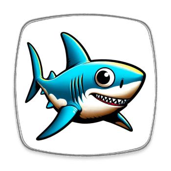 Requin - Magnet carré - blanc - Devant
