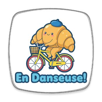 Croissant Mignon À Vélo En Danseuse - Magnet carré - blanc - Devant