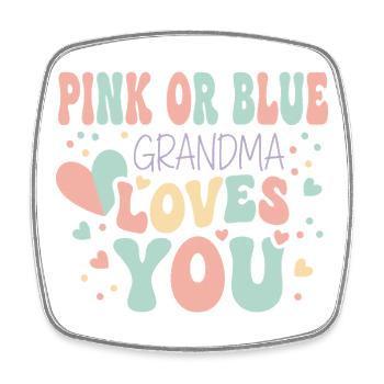 Geschlechterenthüllung Oma Pink oder Blau Team Pink Baby - Viereckiger Kühlschrankmagnet - Weiß - Vorne
