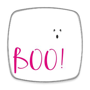 Boo – Funny Ghost Halloween Design - Square fridge magnet - white - Front