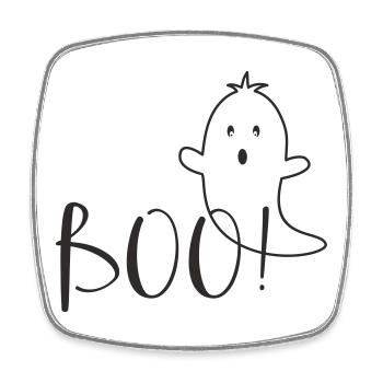 Boo – Funny Ghost Halloween Design - Square fridge magnet - white - Front