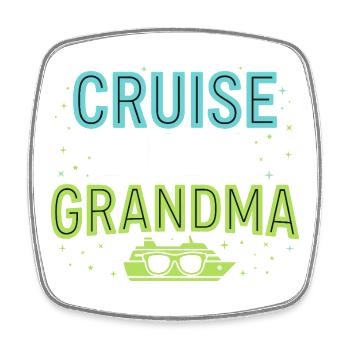 Cruising Granny, Grandma On Deck, - Square fridge magnet - white - Front