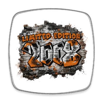 Limitierte 2008 Graffiti Geburtstag Edition - Viereckiger Kühlschrankmagnet - Weiß - Vorne