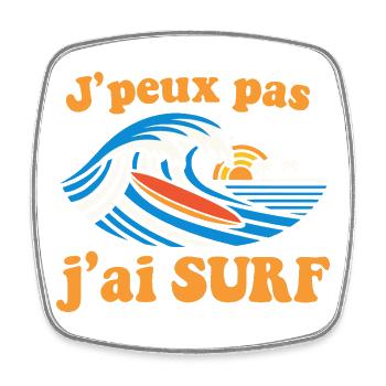 J’ai Surf Vague Soleil - Magnet carré - blanc - Devant