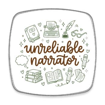 Unzuverlässiger Erzähler, Buchliebhaber, Autor - Viereckiger Kühlschrankmagnet - Weiß - Vorne