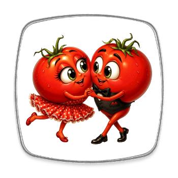 Tomaten Tänzer - Viereckiger Kühlschrankmagnet - Weiß - Vorne
