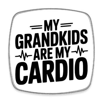 Meine Enkelkinder sind mein Cardio - Viereckiger Kühlschrankmagnet - Weiß - Vorne