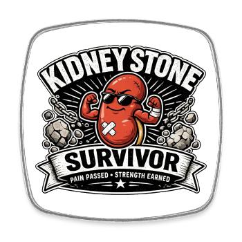 Kidney Stone Survivor - Nierenstein Genesung - Viereckiger Kühlschrankmagnet - Weiß - Vorne
