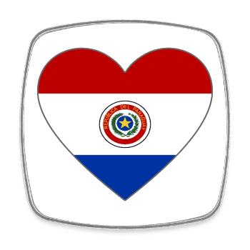 Paraguay Flagge Herz - Viereckiger Kühlschrankmagnet - Weiß - Vorne