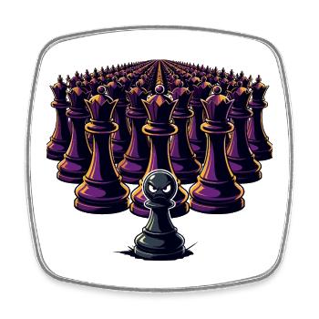 Lonely peasant against king's army - Square fridge magnet - white - Front